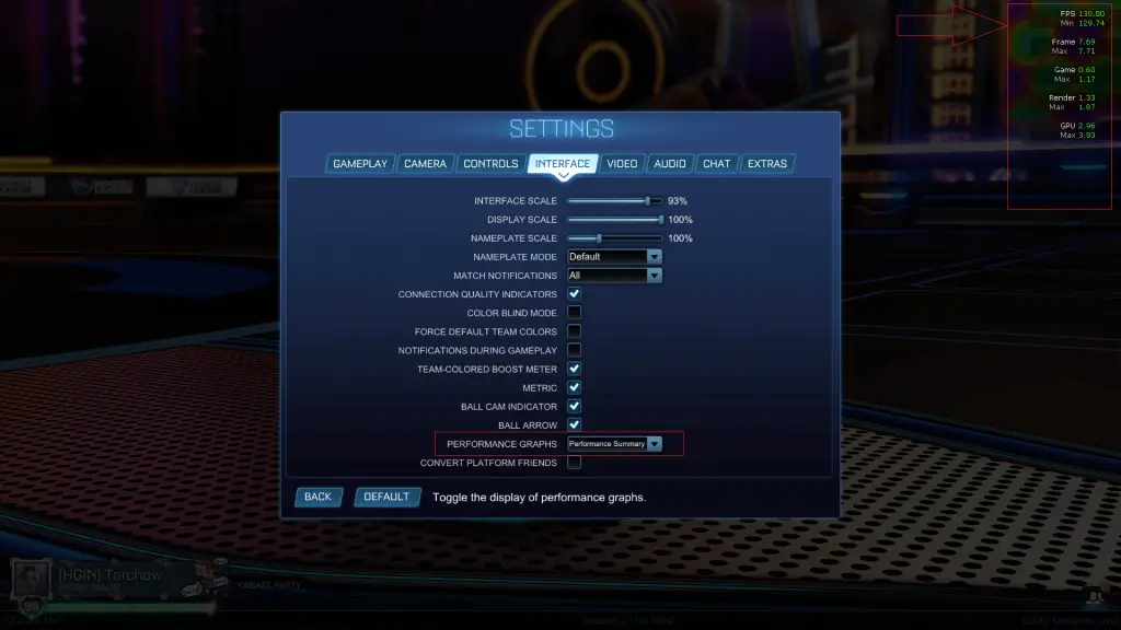 Afficher à l'écran sur PC ses FPS sur Rocket League