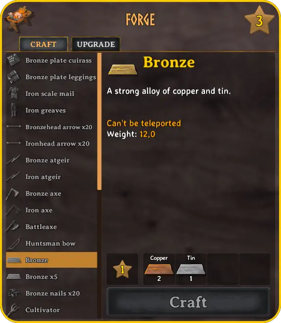 Comment obtenir un lingot de bronze sur Valheim