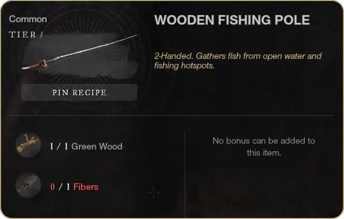 Comment fabriquer une canne à pêche sur New World
