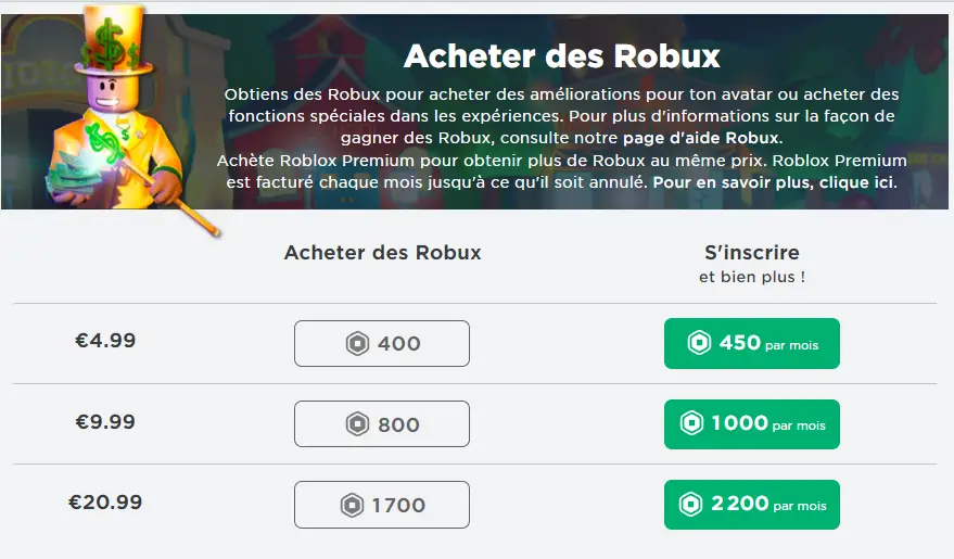 Как заработать Robux: цены на Robux