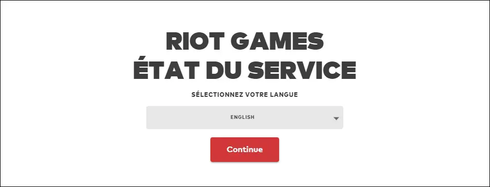 Site de jogos da Riot, com monitoramento em tempo real de seus servidores de jogos: